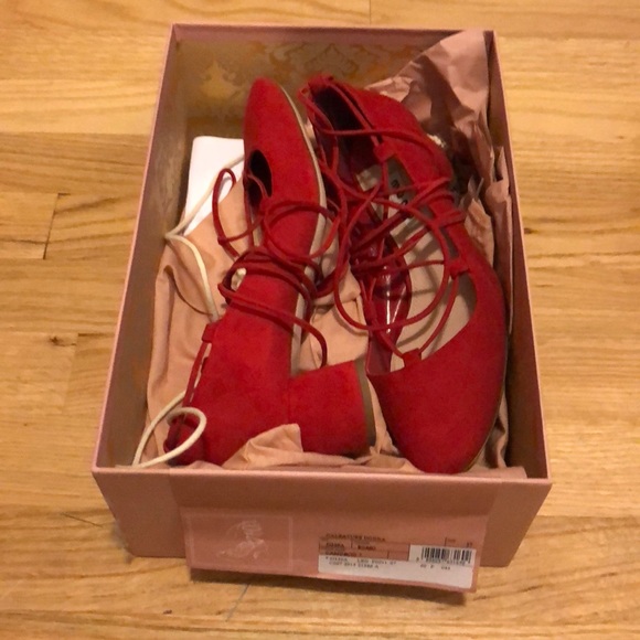 Miu miu red suede lace up shoes - Picture 3 of 6